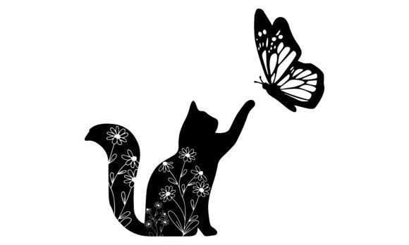 Download Cat Butterfly SVG Silhouette - Premium Resources