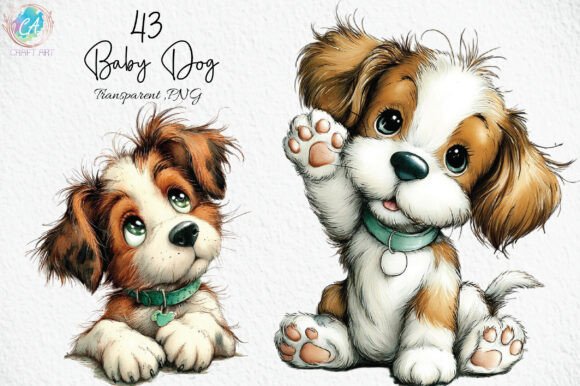 Download Whimsical Baby Dog Clipart PNG - Premium Resources