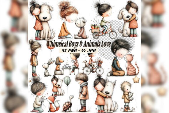 Download Whimsical Girl &amp; Dog Love Clipart Sweet - Dog Collection